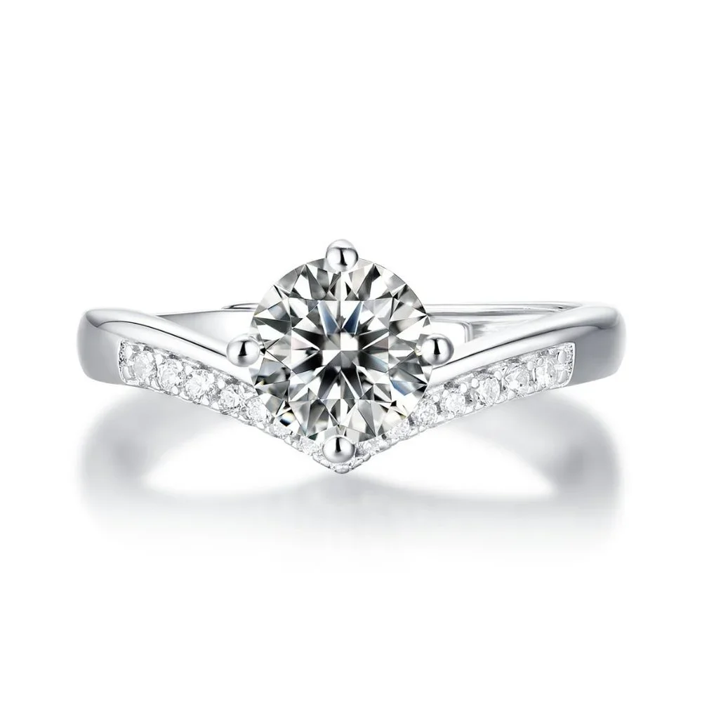 Certified 1ct. t.w. Moissanite Diamond Crown Wedding Engagement Ring NEW
